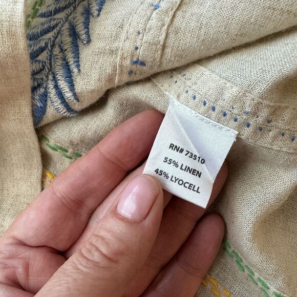 Sister Mary Gloria Tunic Top Rainbow Floral Embroidery Linen Size Medium - Picture 11 of 14